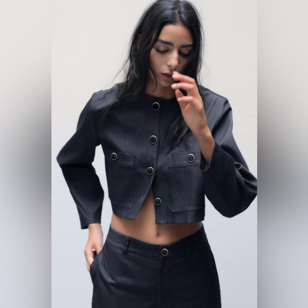 ZARA cropped jacket with buttons & high waisted culottes